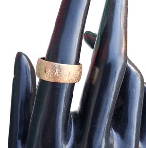 Mid-Century Uncas Gold Plate Stardust Finish Band, Etched "X" Design